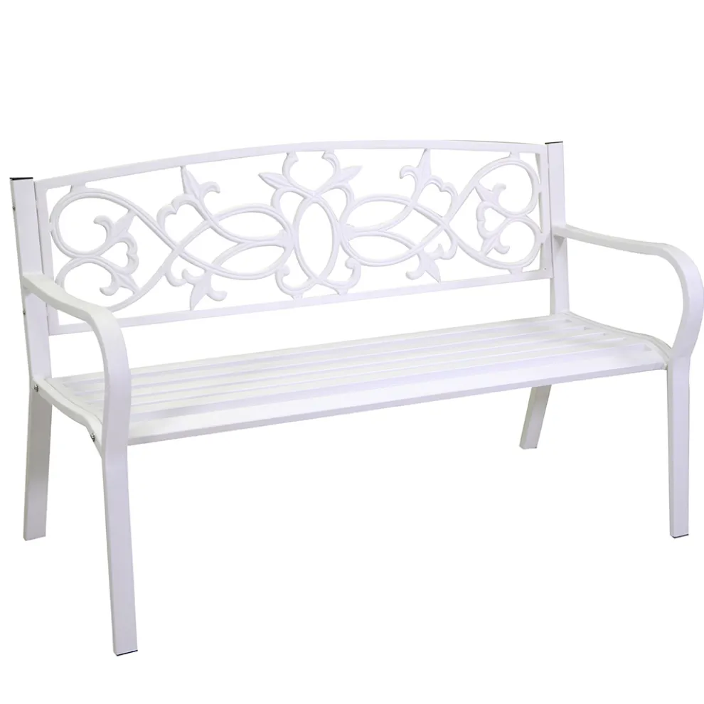 Gartenbank aus Metall mit verschiedenen Oberflächen - Stapler