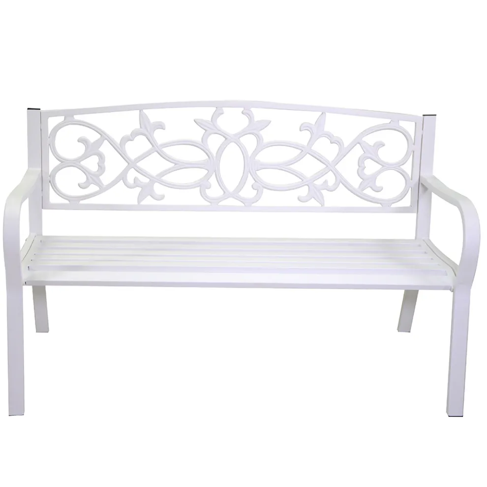 Gartenbank aus Metall mit verschiedenen Oberflächen - Stapler