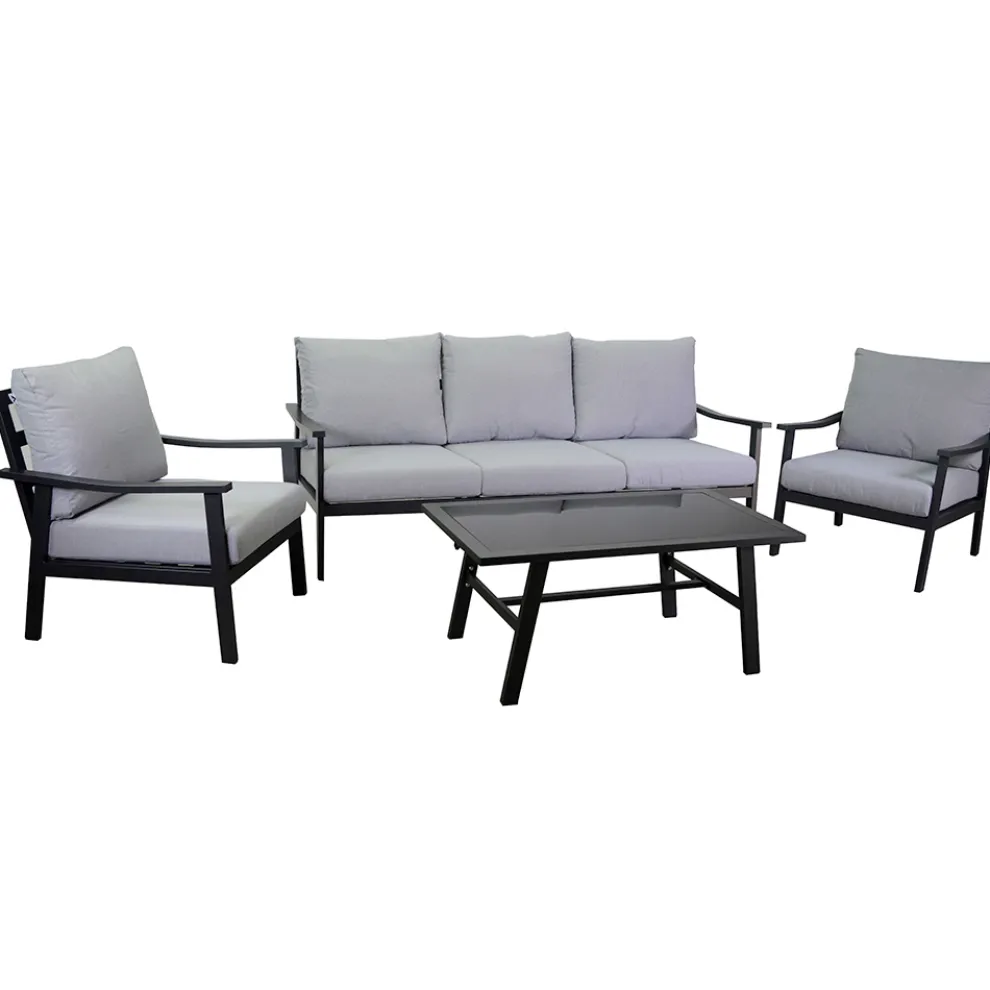 Wohnzimmer, bestehend aus 1 Sofa, 2 Sesseln und 1 Couchtisch - Tisch