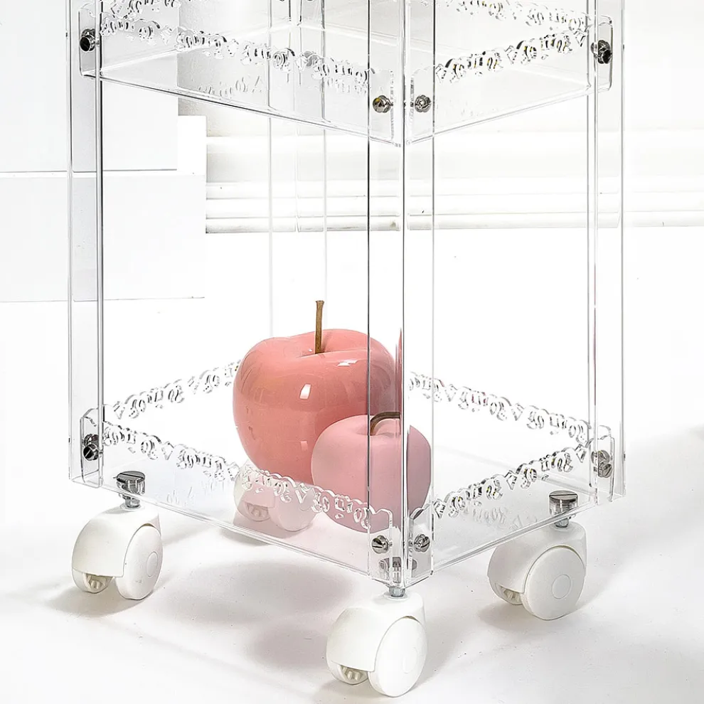 Servierwagen aus Plexiglas mit Regalen Made in Italy - Galatius