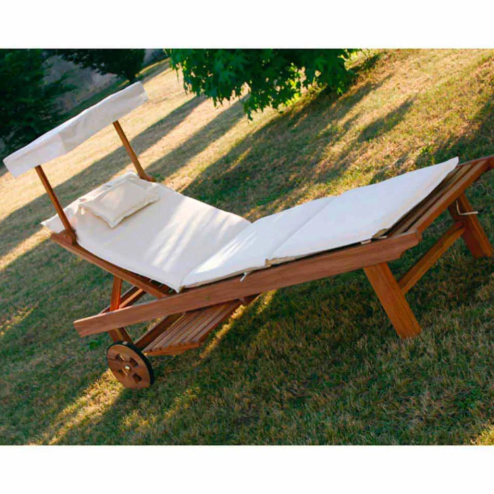 Verstellbare Sonnenliege für den Außenbereich in Teak Holz