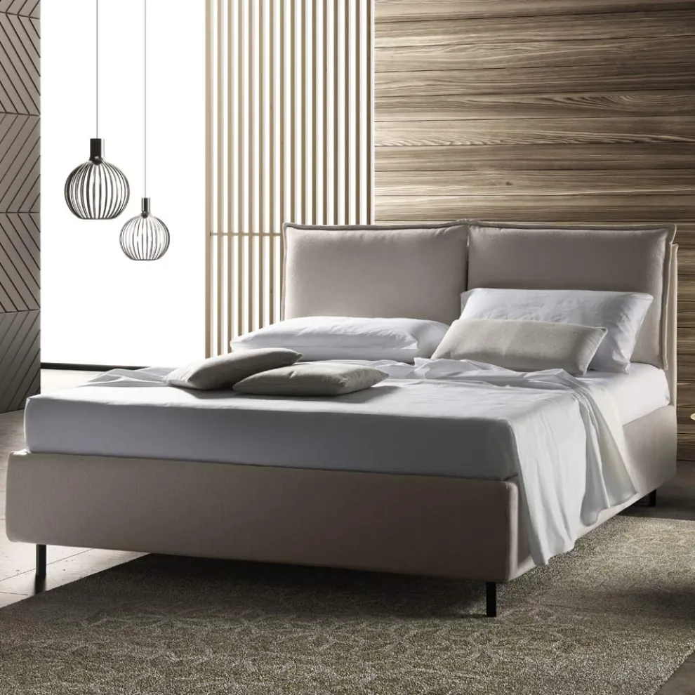 Modernes Doppelbett mit gepolstertem Kopfteil Made in Italy - Ernesta