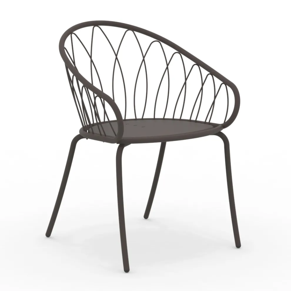 2 stapelbare Gartensessel aus Metall und Kissen Made in Italy - Fontana