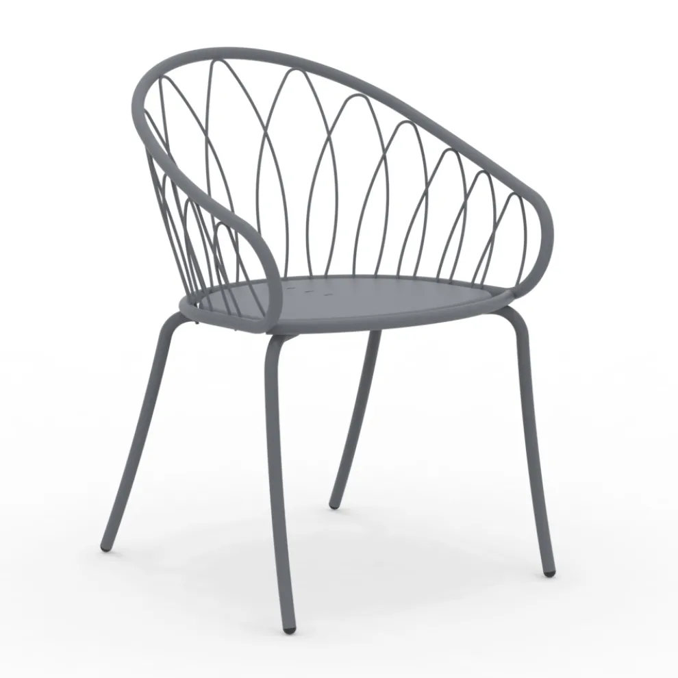 2 stapelbare Gartensessel aus Metall und Kissen Made in Italy - Fontana