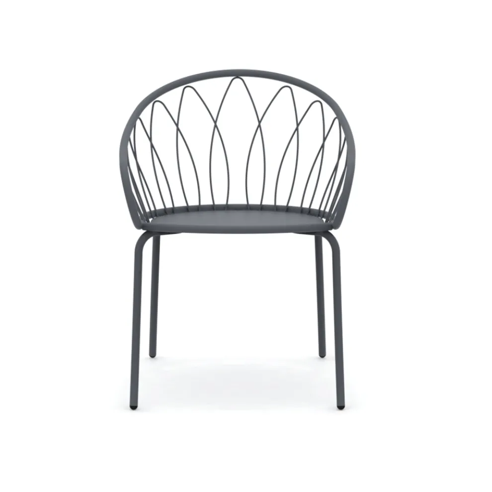 2 stapelbare Gartensessel aus Metall und Kissen Made in Italy - Fontana