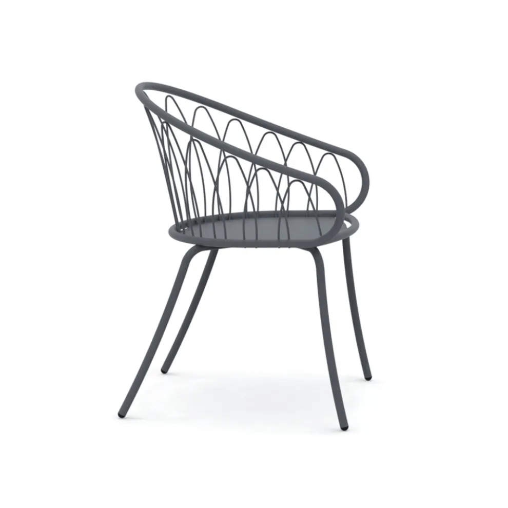 2 stapelbare Gartensessel aus Metall und Kissen Made in Italy - Fontana