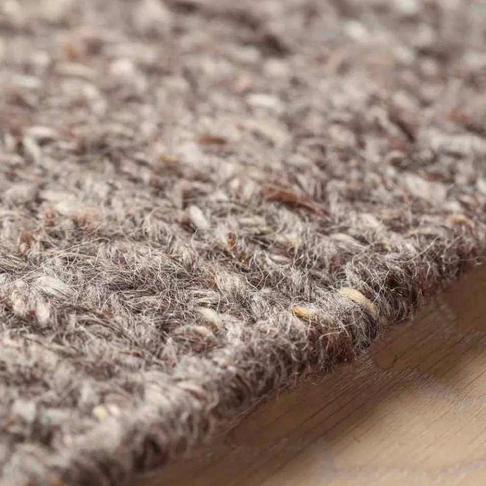 Rechteckiger Teppich aus modernem Design aus Seide und brauner oder cremefarbener Baumwolle - Kuta