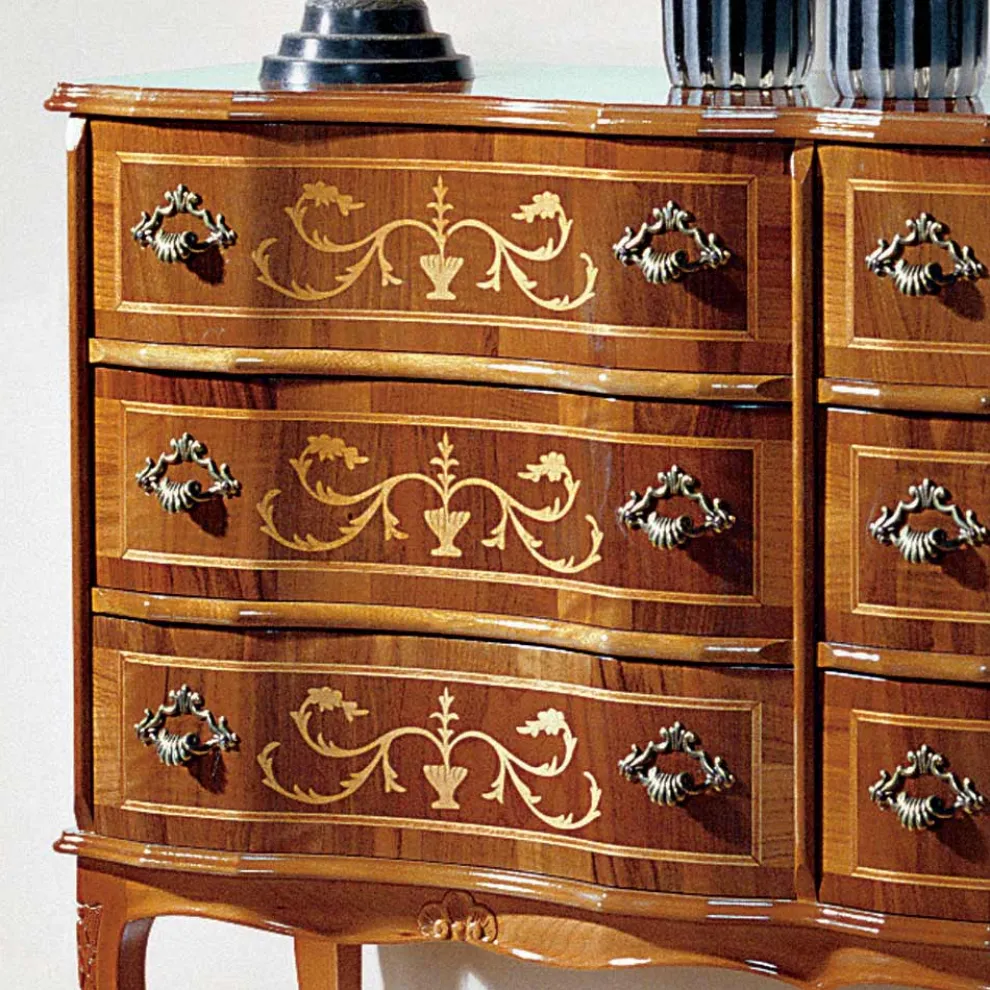 Kommode im klassischen Stil aus Holz mit 6 Schubladen Made in Italy - Elegant