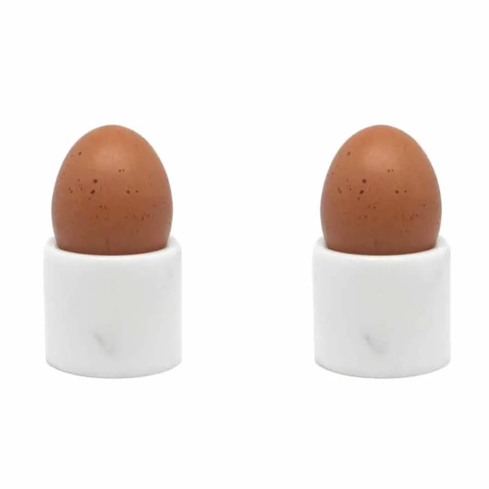 Design Eierbecher aus weißem Carrara-Marmor Made in Italy, 2 Stück - Picca