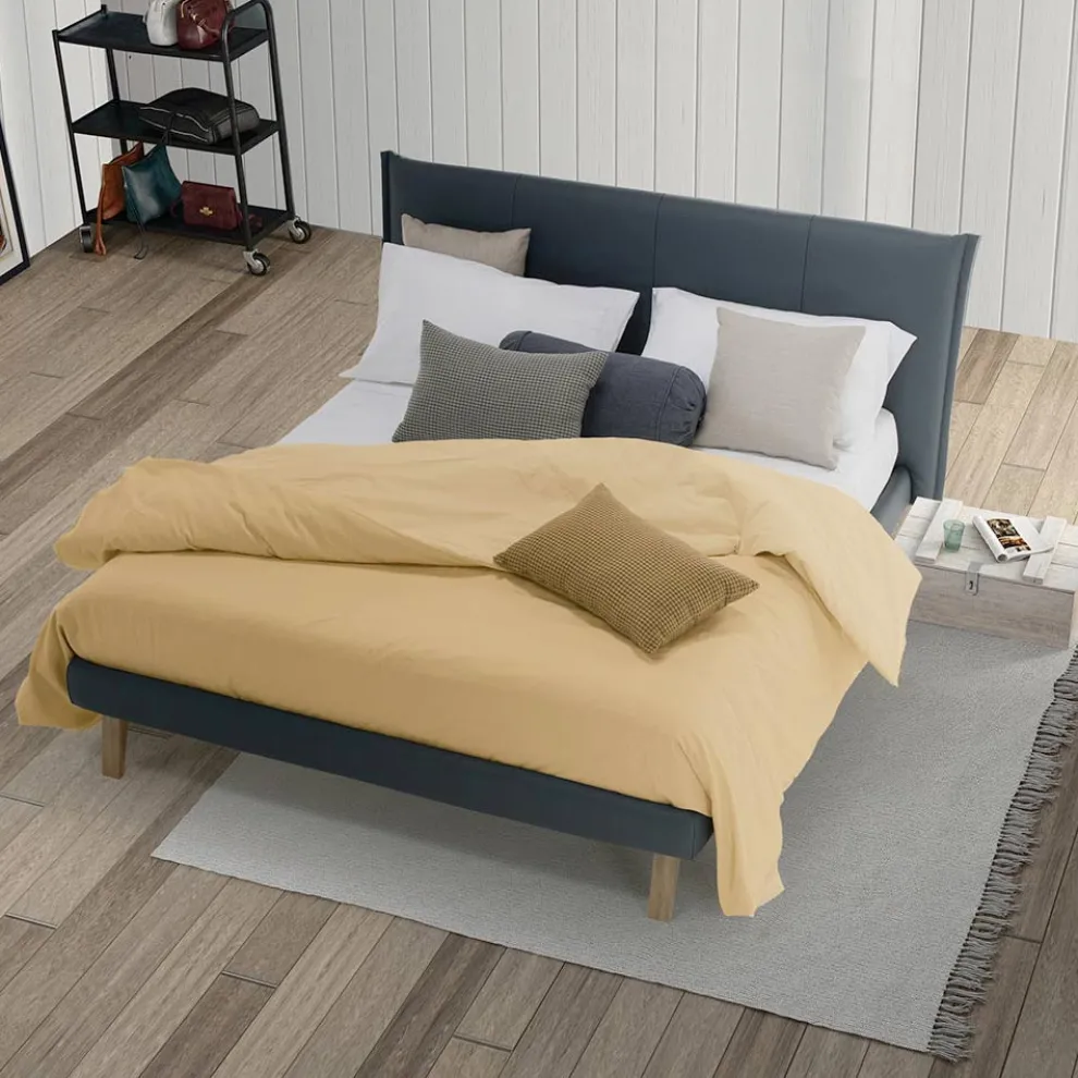 Luxuriöses Design-Doppelbett aus Kunstleder oder Stoff Made in Italy - Generus