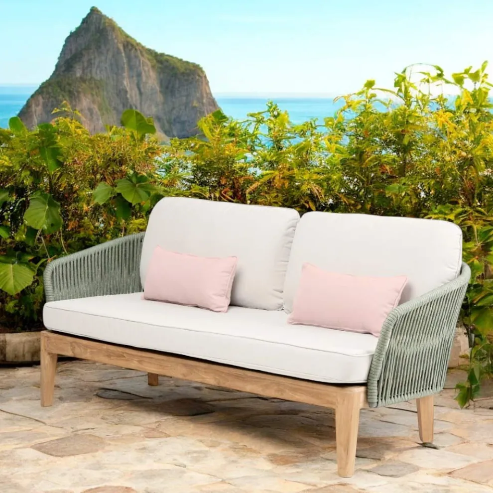 Outdoor-Sofa aus Teakholz und Polyethylengewebe - Jhon