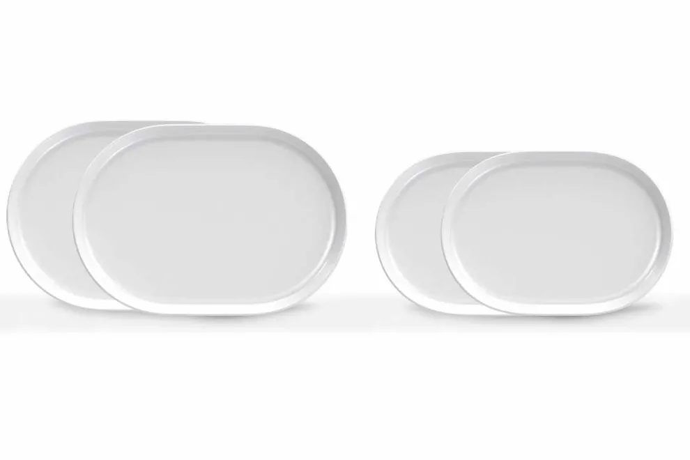 Weißes ovales Servierteller des modernen Designs in Porzellan 4 Stück - Arktis