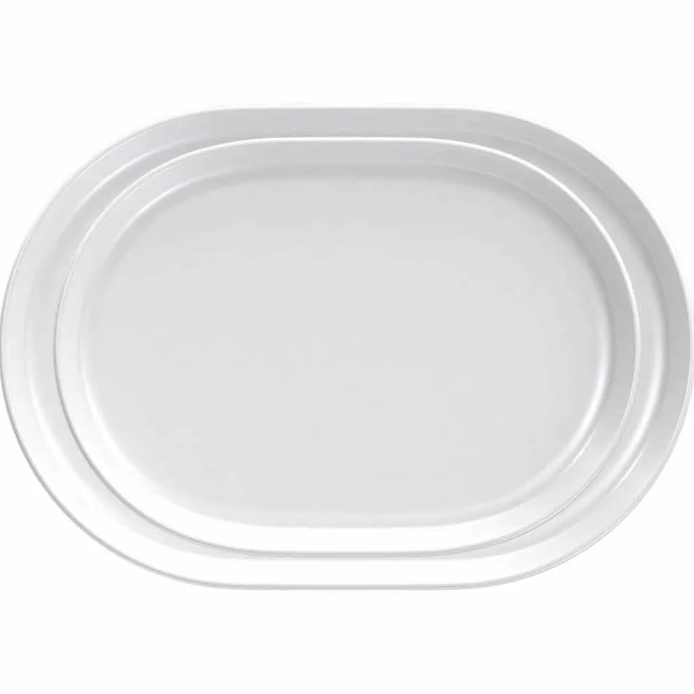 Weißes ovales Servierteller des modernen Designs in Porzellan 4 Stück - Arktis