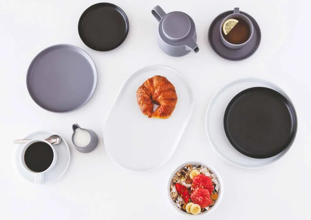 Weißes ovales Servierteller des modernen Designs in Porzellan 4 Stück - Arktis