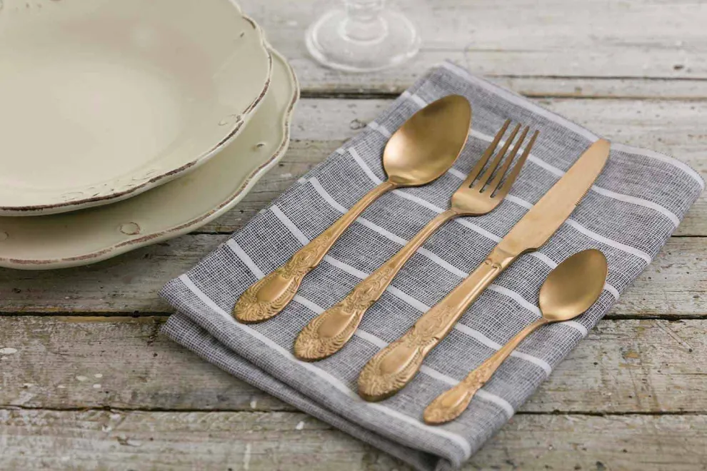 Besteckset Farbiger Satinstahl Komplettes 24-teiliges Design - Fantasie