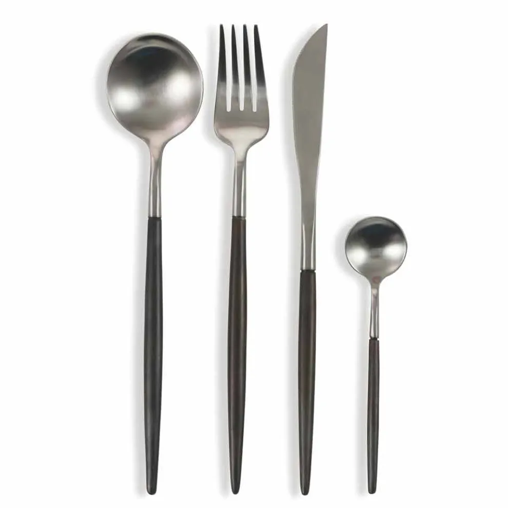 Full-Service-Besteck aus schwarzem Stahl Modernes Design 24 Stück - Calamo1