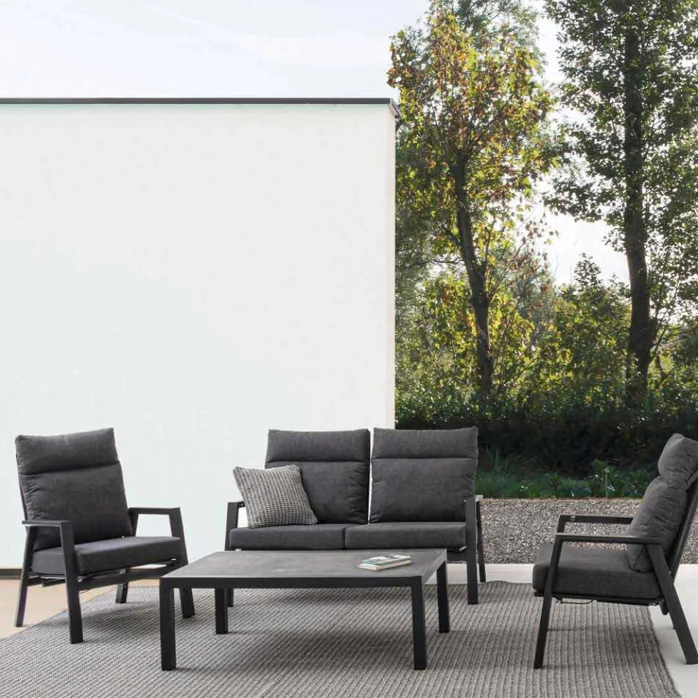 Couchtisch im Freien mit Aluminiumbasis und Keramikplatte - Maino