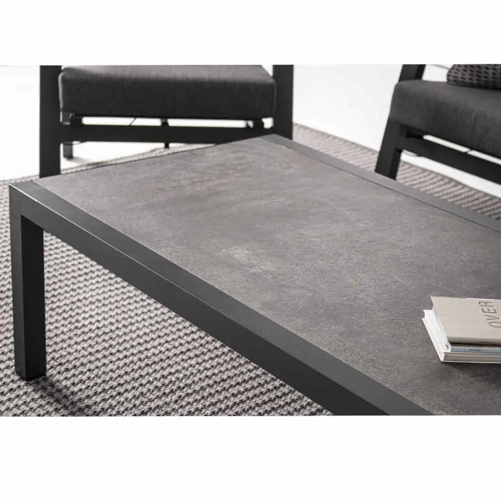 Couchtisch im Freien mit Aluminiumbasis und Keramikplatte - Maino