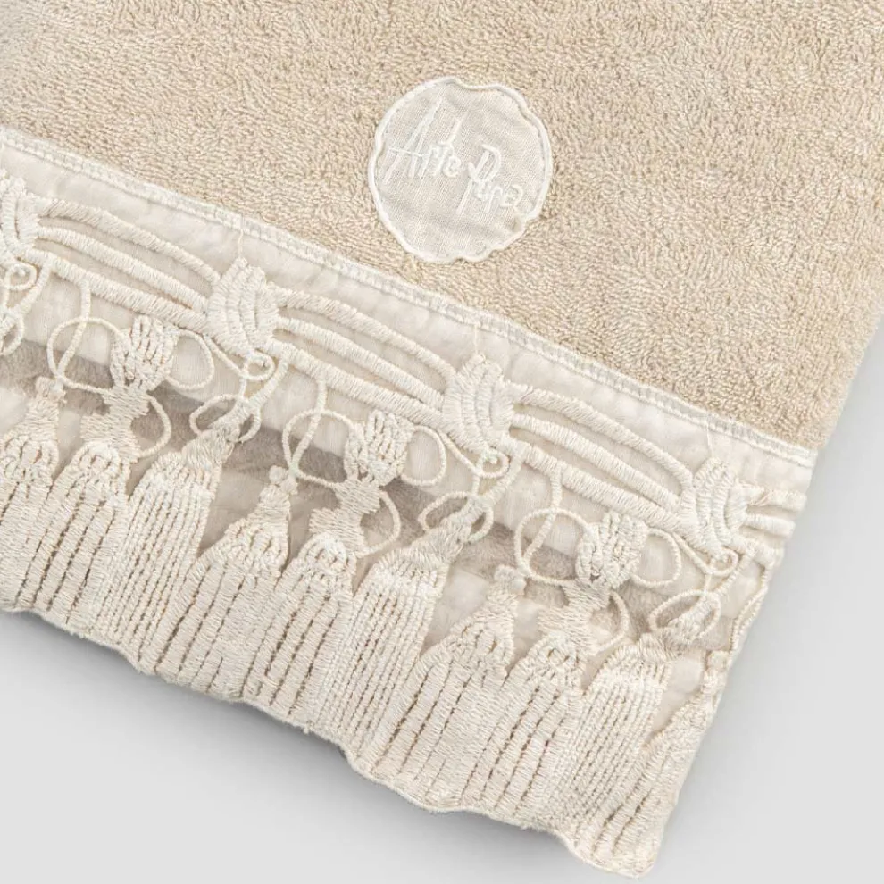 Baumwolle Terry Badetuch mit italienischer Luxus Quaste Spitze - Arafico