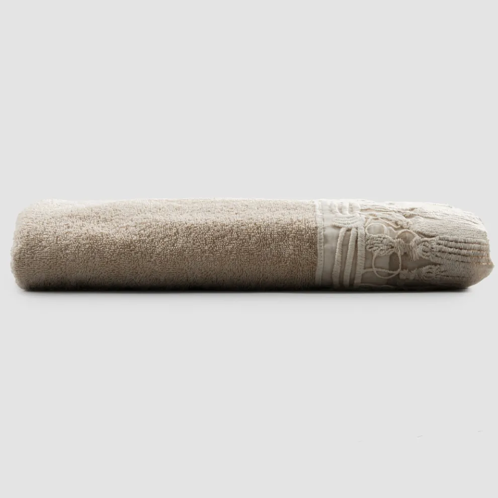 Baumwolle Terry Badetuch mit italienischer Luxus Quaste Spitze - Arafico