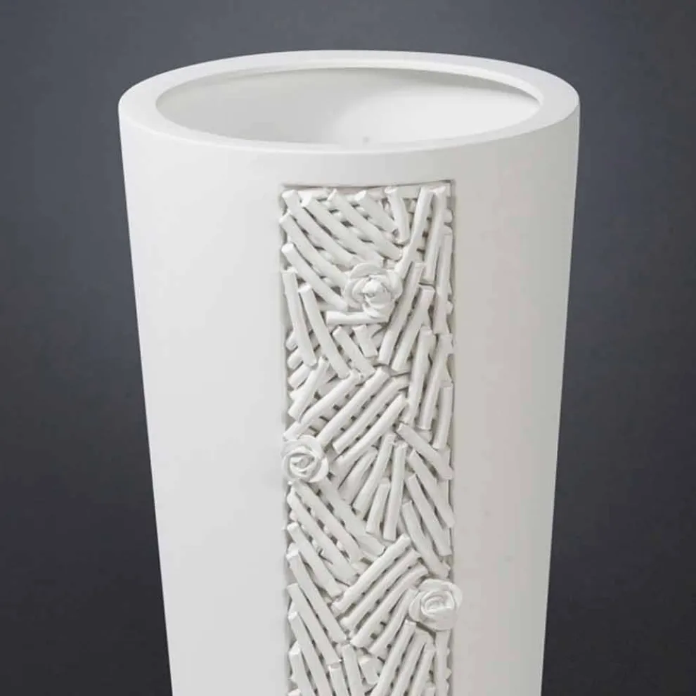 Hohe Indoor-Vase aus weißer Keramik mit Dekoration Made in Italy - Calisto