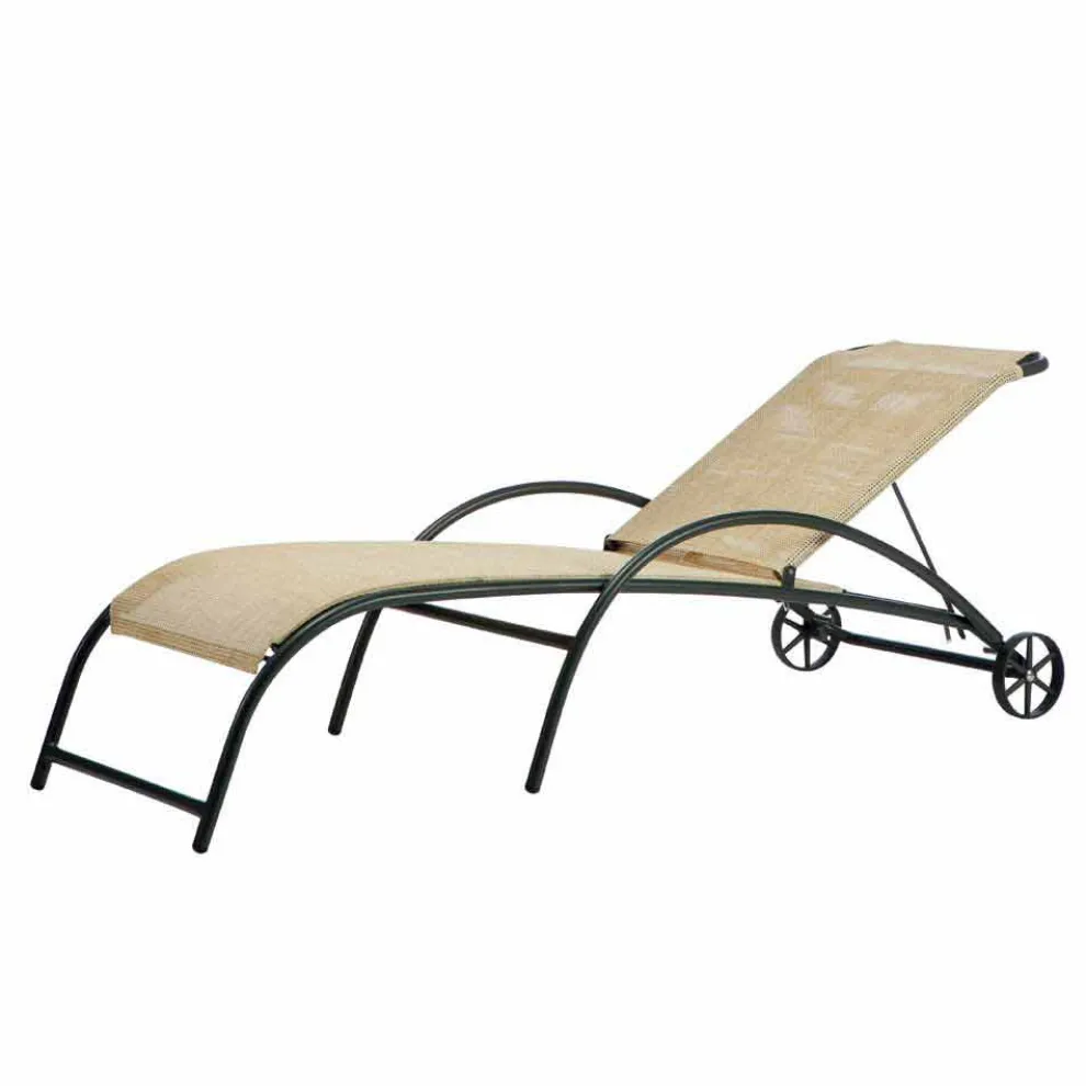 2 stapelbare Outdoor-Chaiselongues aus Metall und Stoff Made in Italy - Perlo