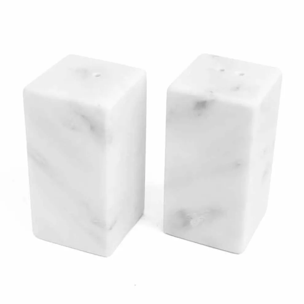 Salz- und Pfefferbehälter aus weißem Carrara-Marmor Made in Italy - Julio