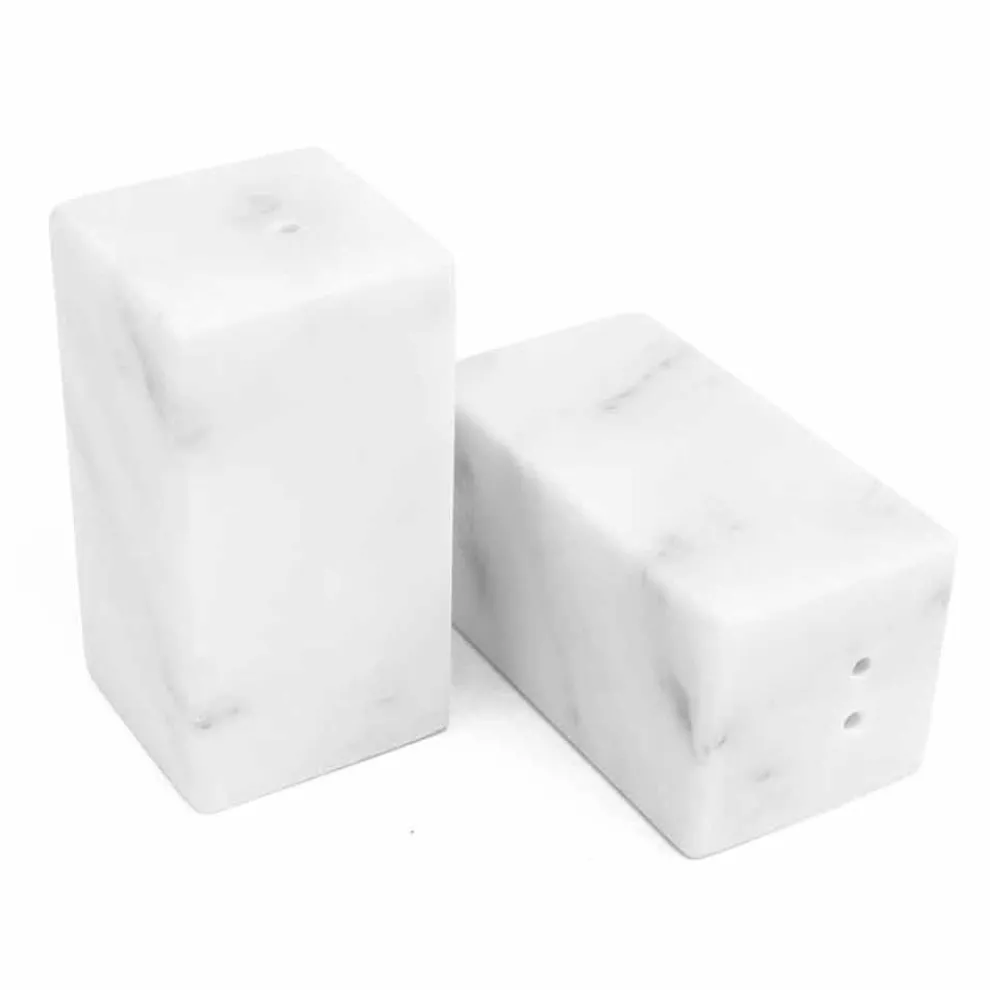 Salz- und Pfefferbehälter aus weißem Carrara-Marmor Made in Italy - Julio