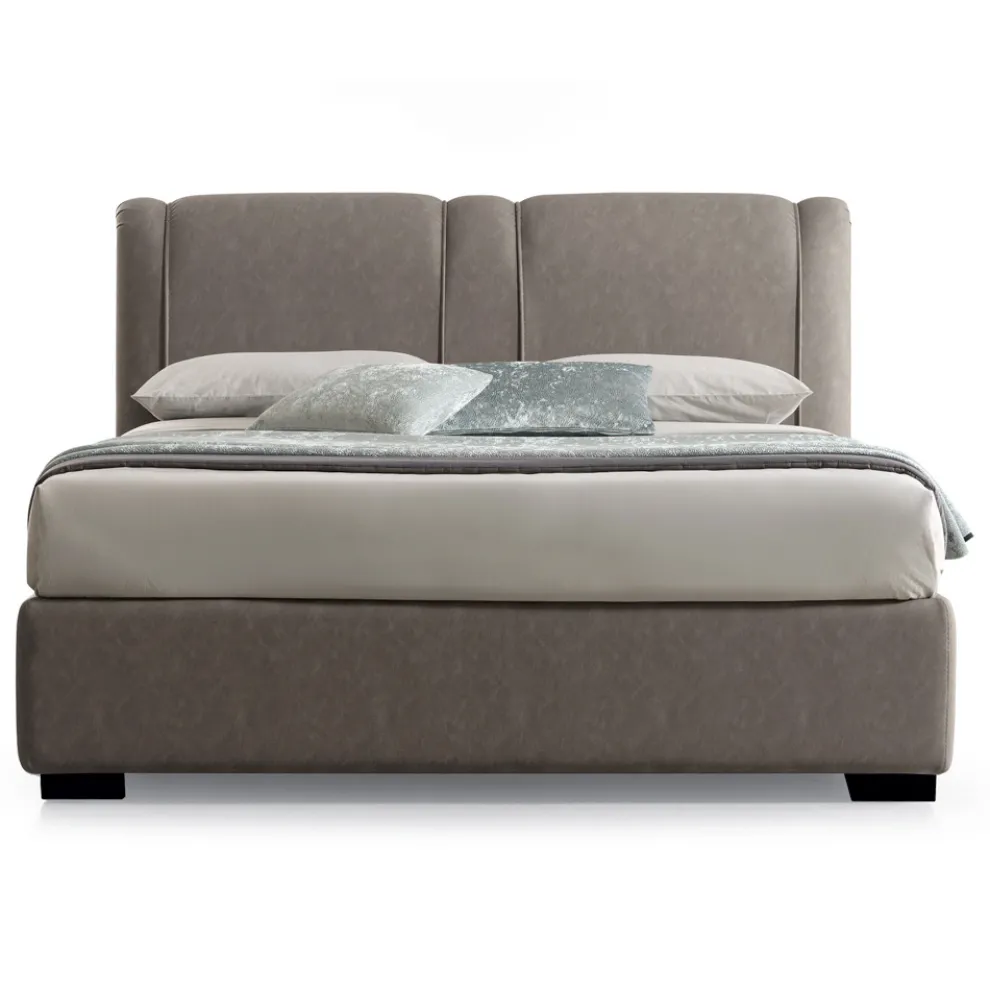 Modernes Doppelbett mit Box aus feuerfestem Leder - Ania