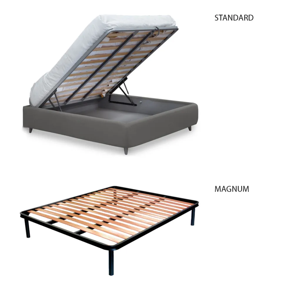 Doppelbett mit gepolstertem Kopfteil aus Made in Italy-Stoff – Fulmine