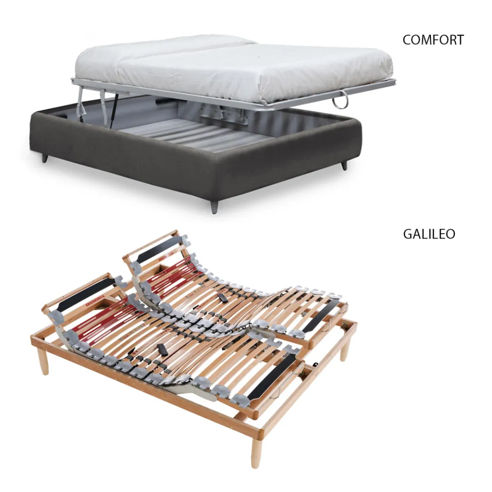 Doppelbett mit gepolstertem Kopfteil aus Made in Italy-Stoff – Fulmine