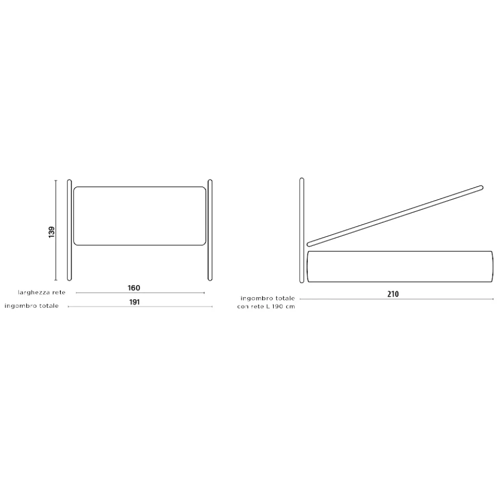 Doppelbett mit gepolstertem Kopfteil aus Made in Italy-Stoff – Fulmine