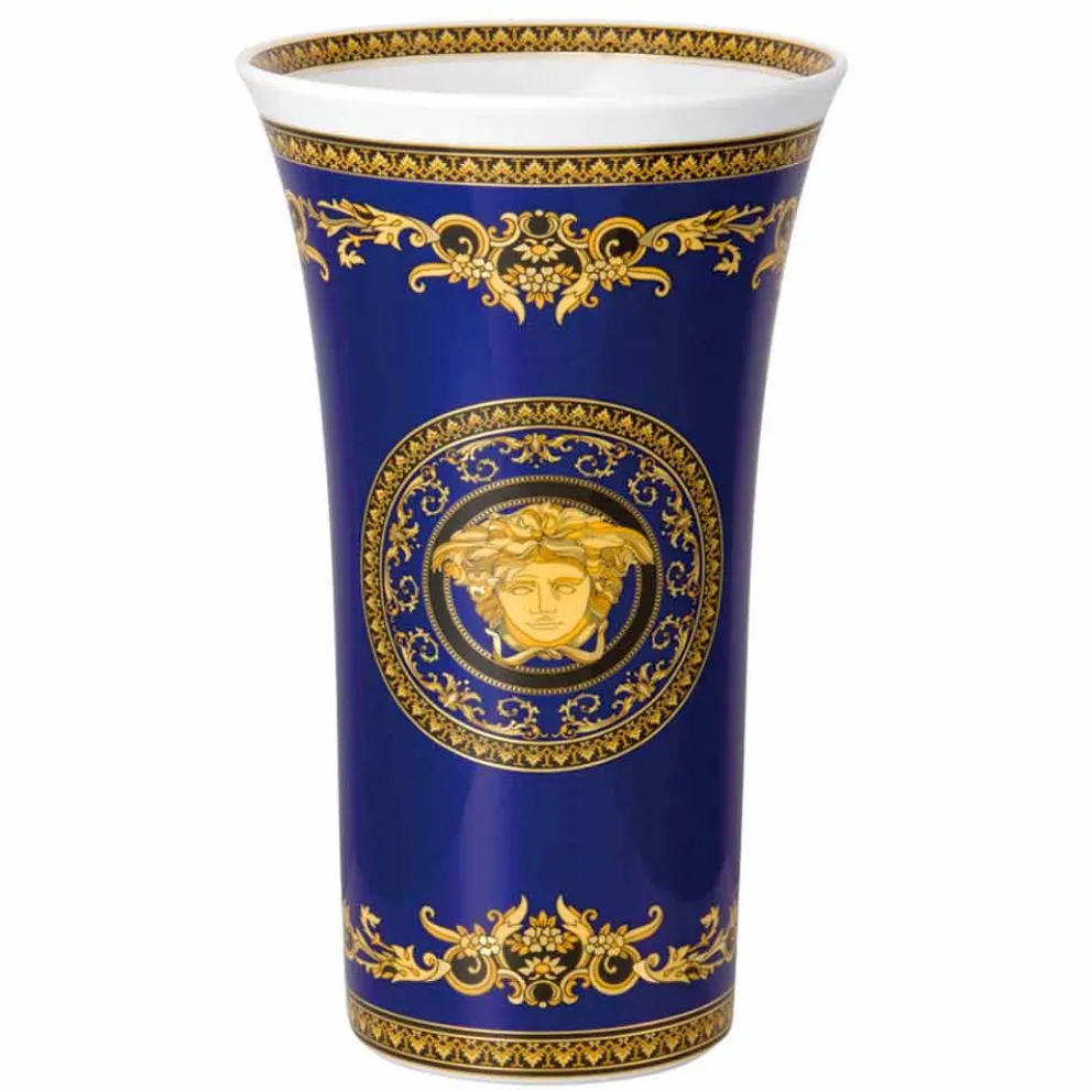 Rosenthal Versace Medusa Blue Vase aus modernem Design Porzellan 34cm