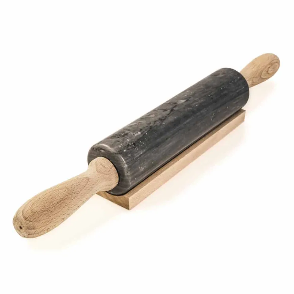 Marmor Nudelholz mit Holzgriffen Made in Italy - Senni