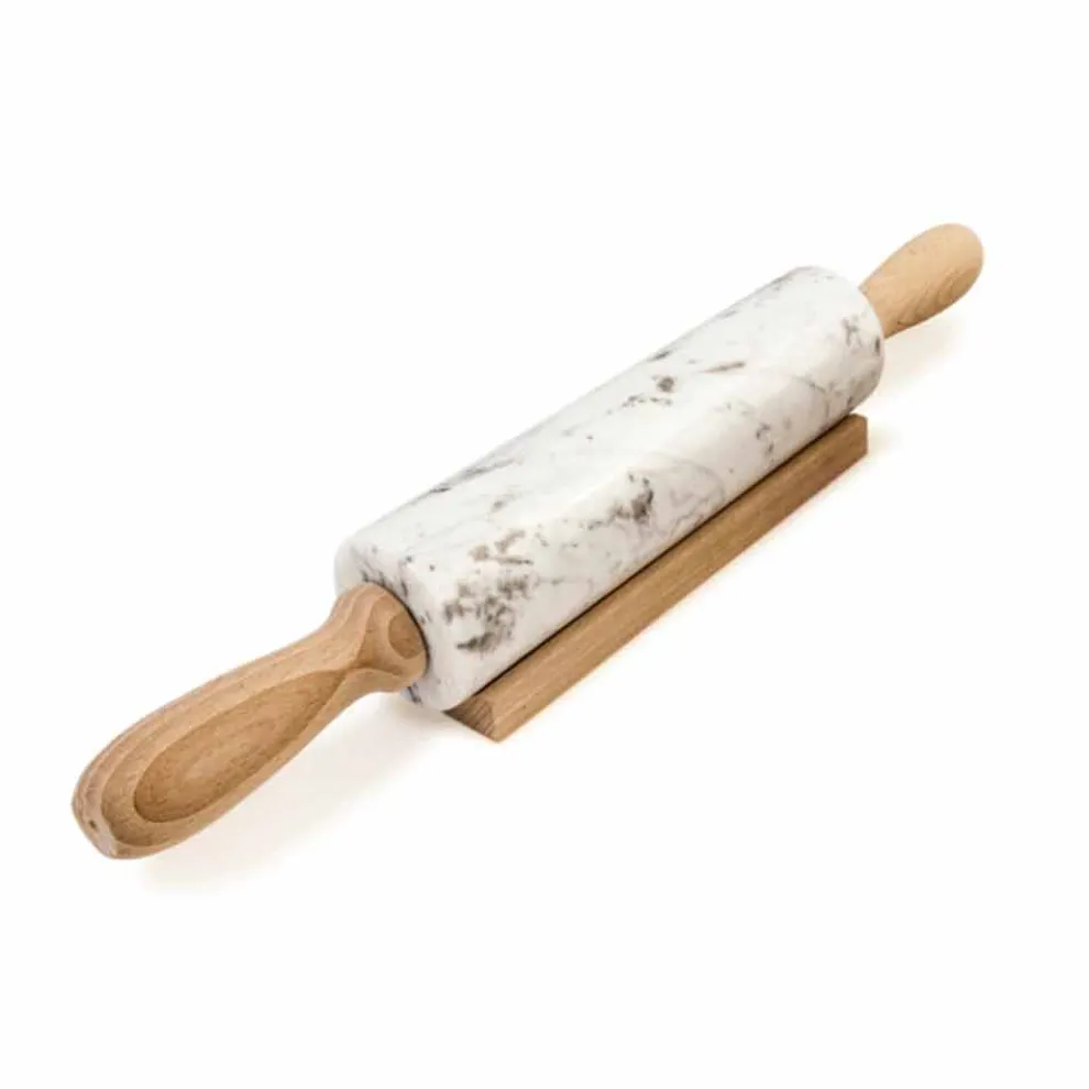 Marmor Nudelholz mit Holzgriffen Made in Italy - Senni