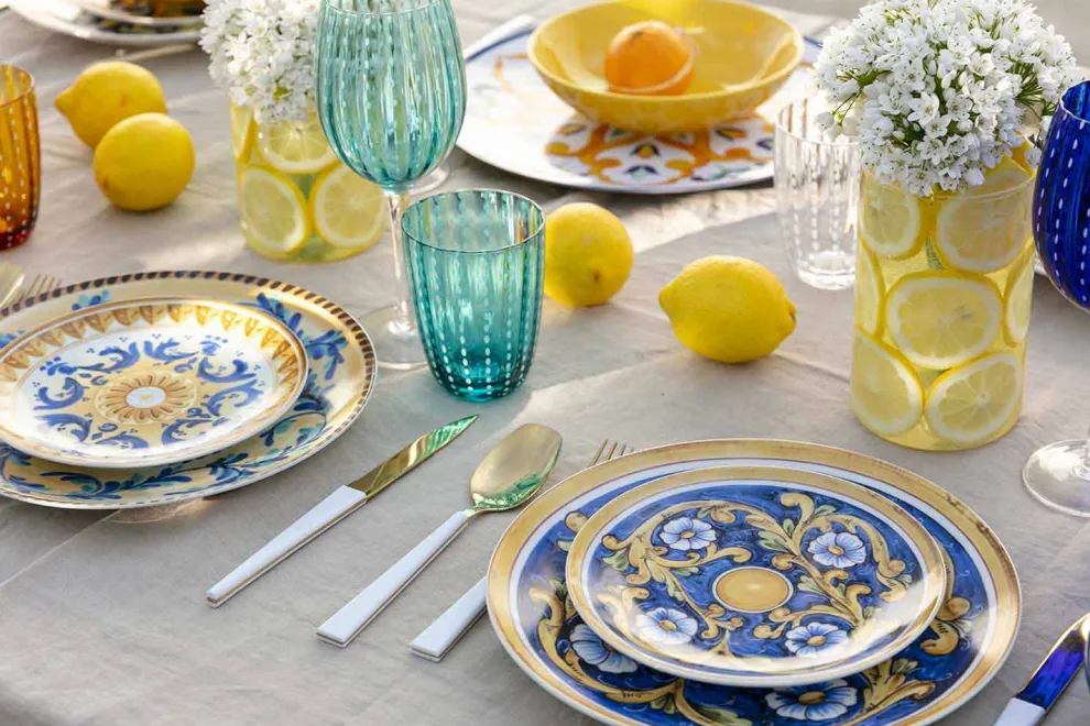 Service farbige und moderne Gerichte Geschirr Komplettset 18 Stück - Cefalu