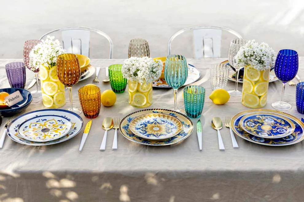 Service farbige und moderne Gerichte Geschirr Komplettset 18 Stück - Cefalu