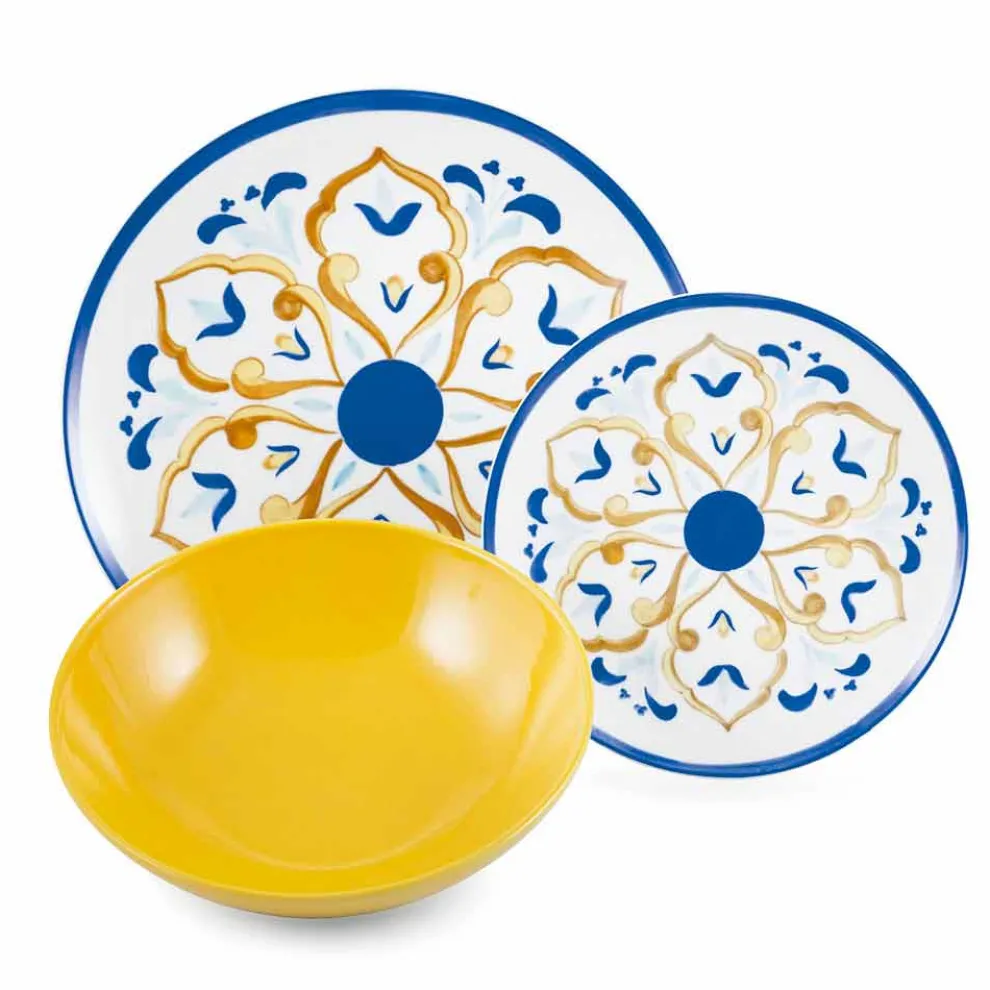 Service farbige und moderne Gerichte Geschirr Komplettset 18 Stück - Cefalu