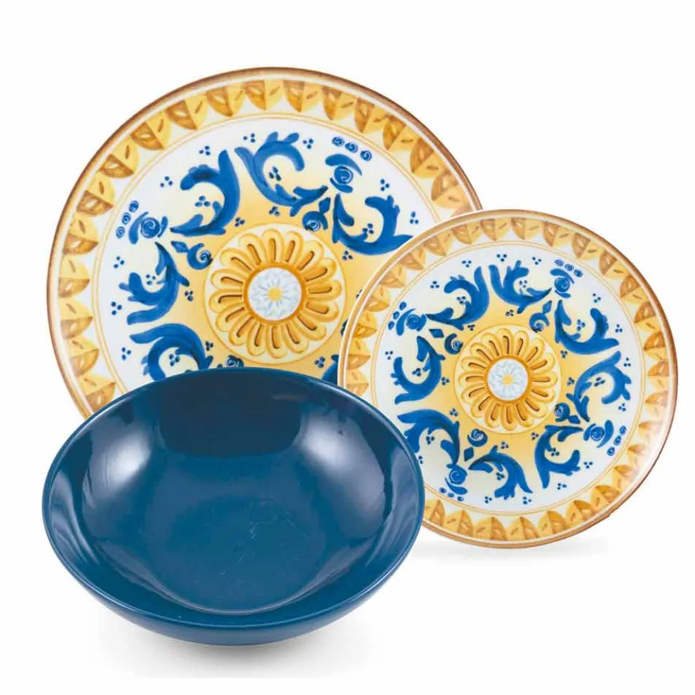 Service farbige und moderne Gerichte Geschirr Komplettset 18 Stück - Cefalu