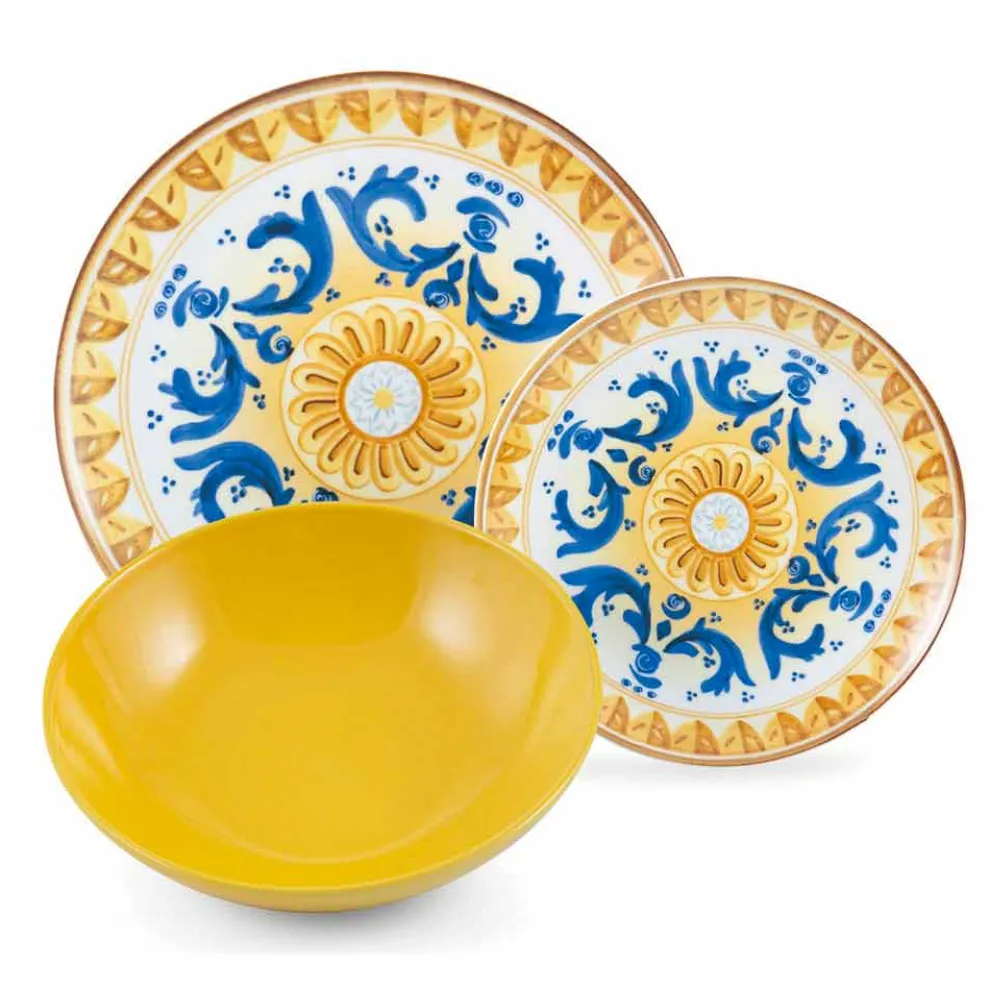 Service farbige und moderne Gerichte Geschirr Komplettset 18 Stück - Cefalu