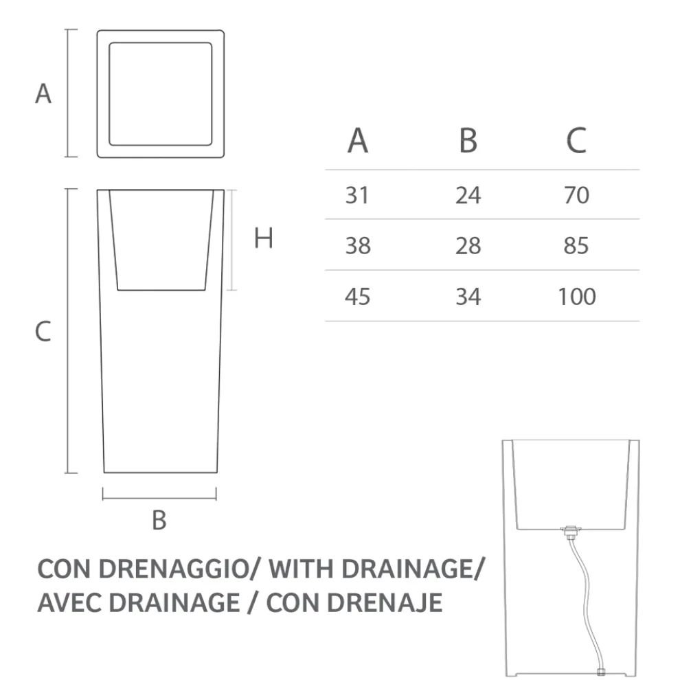 Hohe Innenvase aus weißem Polyethylen Made in Italy - Devid