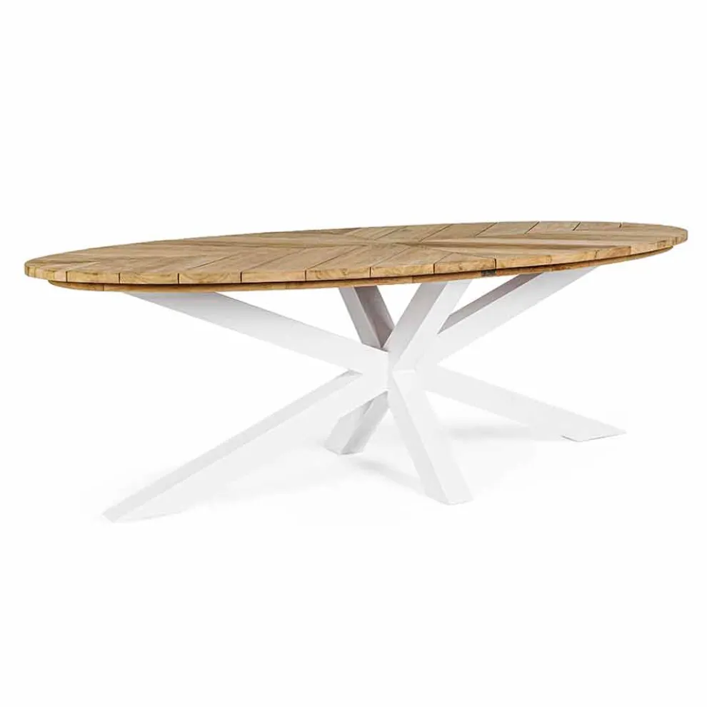 Gartentisch mit Teakholzplatte und Aluminiumfuß, Homemotion - Leotto