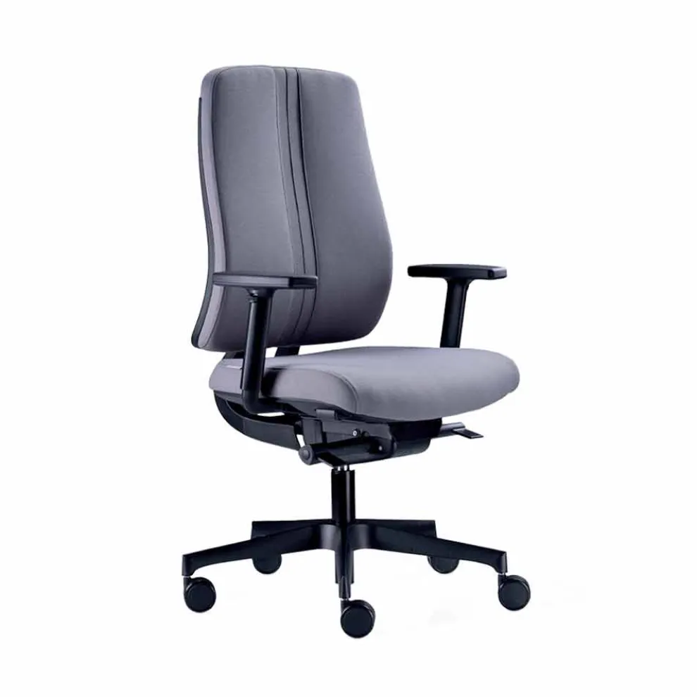 Ergonomischer moderner Bürodrehstuhl aus schwarzem feuerfestem Stoff - Menaleo