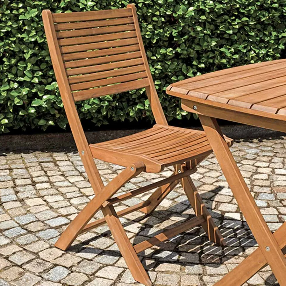 Klappbarer Gartenstuhl aus Akazienholz mit optionalen Armlehnen - Fontana