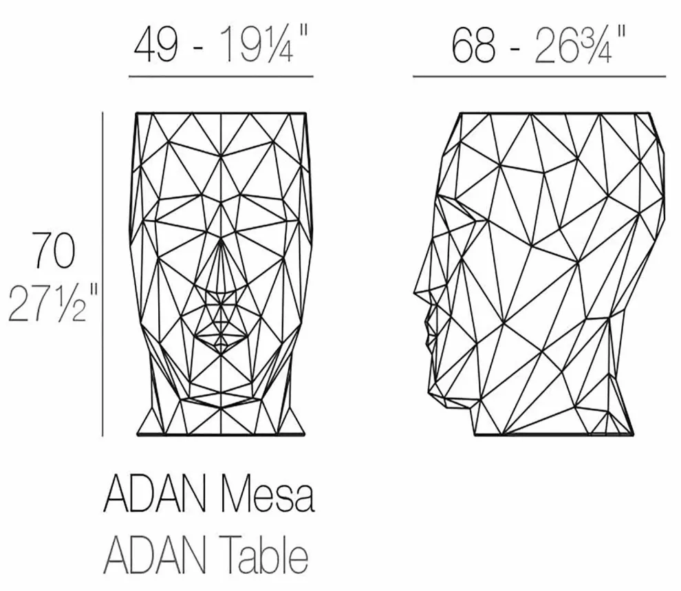 Moderner, gesichtsförmiger Outdoor-Tisch Adan von Vondom aus Polyethylen