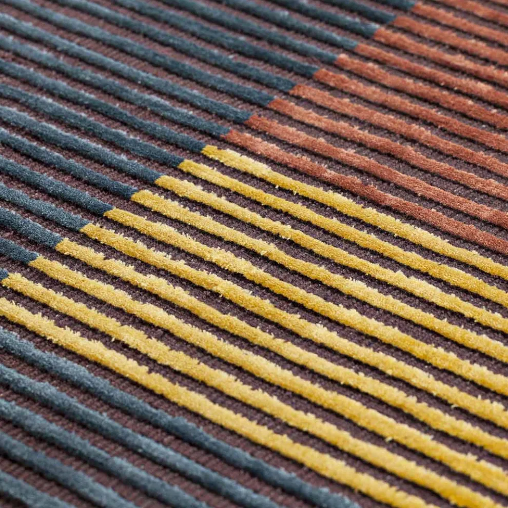 Handgefertigter modularer farbiger Teppich aus Viskose gewebt in Indien - Gilberto
