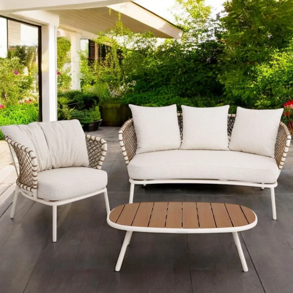 Outdoor Lounge mit Aluminiumrahmen und Seilrückenlehne - Skyline