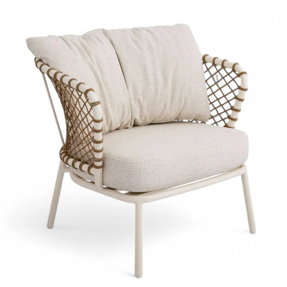 Outdoor Lounge mit Aluminiumrahmen und Seilrückenlehne - Skyline