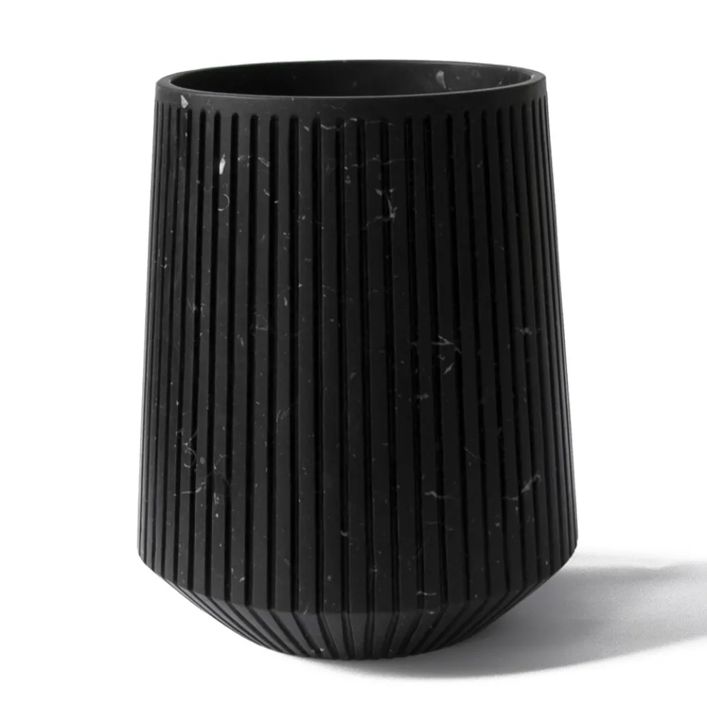 Dekorative Vase aus weißem Carrara-Marmor oder Portoro-Design mit Streifen - Kairo
