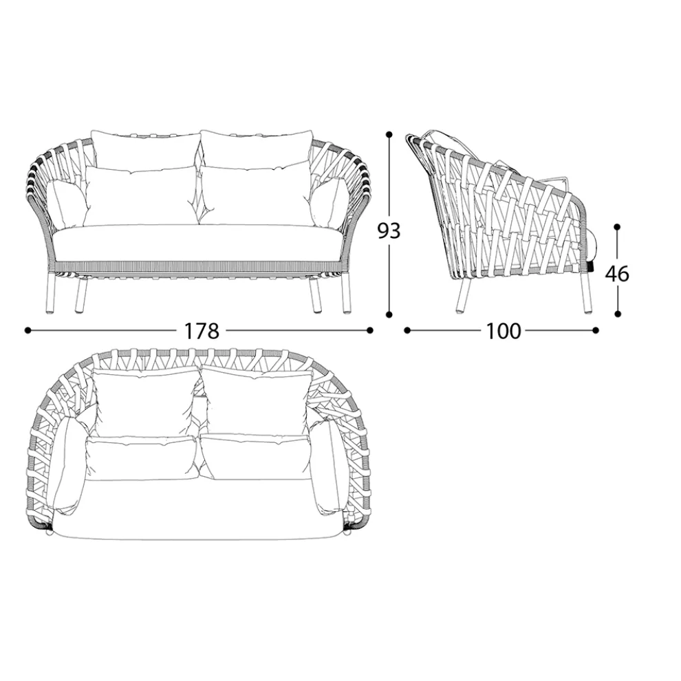 Aluminium Gartensofa Made in Italy - Emmacross von Varaschin